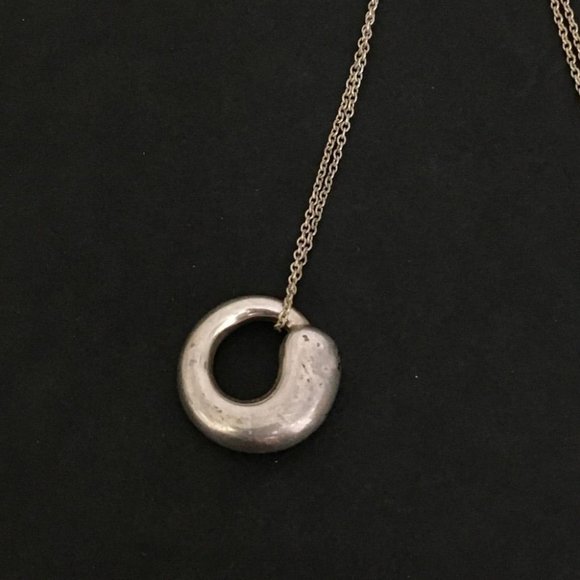TIFFANY&CO. Silver 925 Elsa Peretti Eternal Circle Pendant Necklace /1E4201